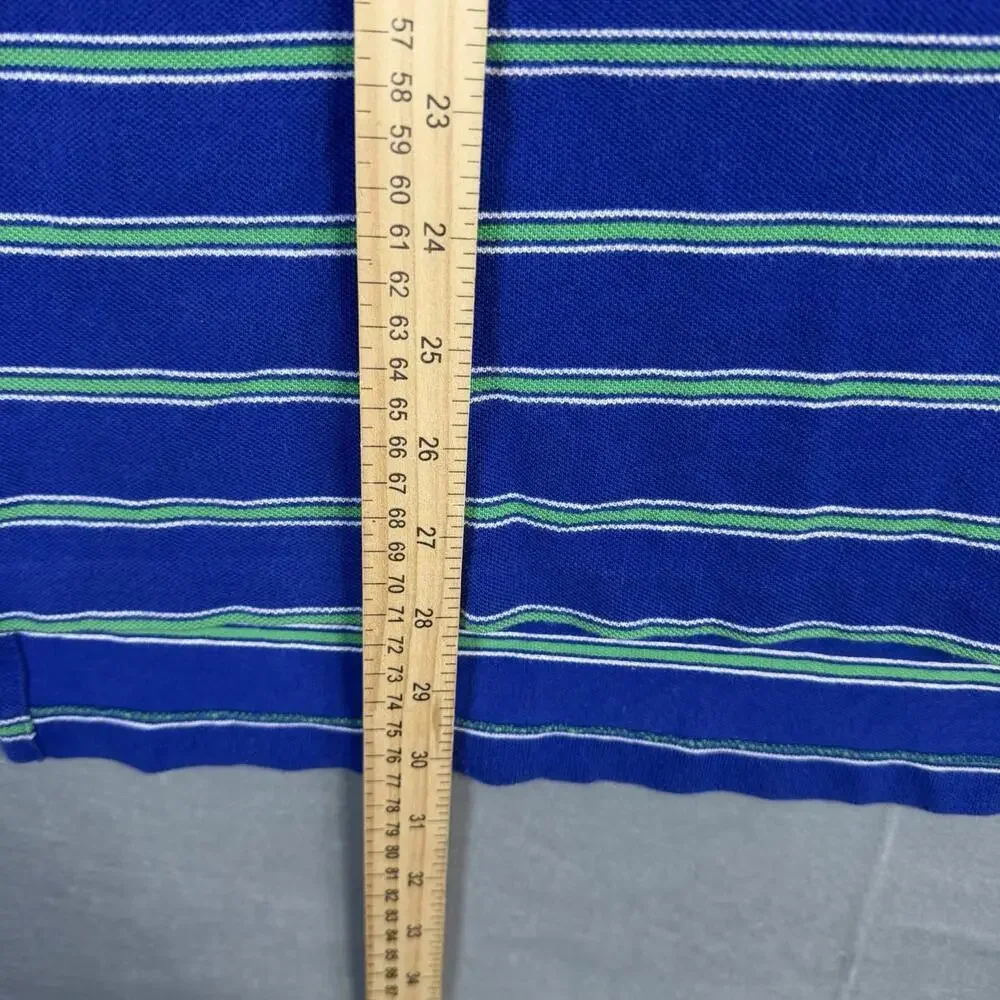 VTG Polo Ralph Lauren Shirt Mens Large Blue Green Striped Pony Short Sleeve 90s